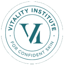 A green and white logo for the vitality institute.